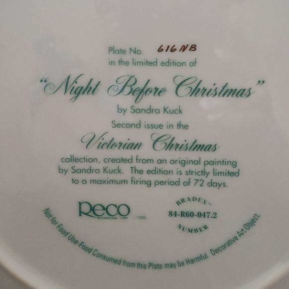 Decorative Christmas Plate with Girl and Teddy Bear - Picture 3 of 4